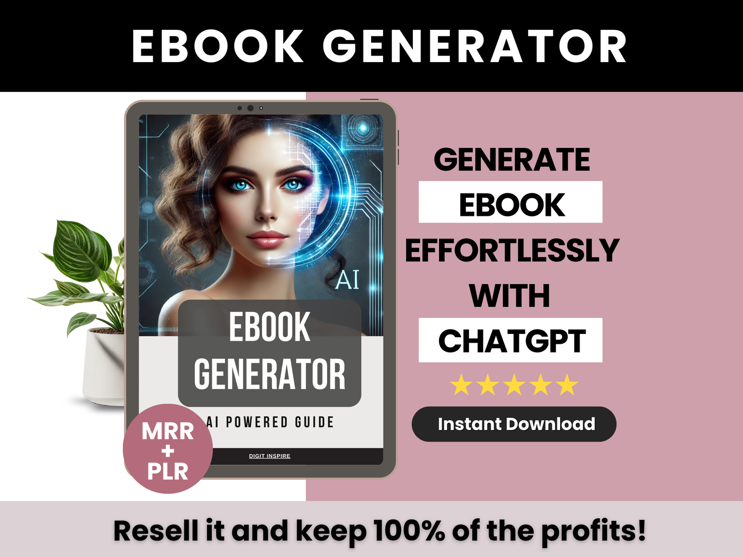 Ebook with chat gpt prompt to generate your own ebook using artificial inteligence. The Ebook comes with master resell rights and private label rights.