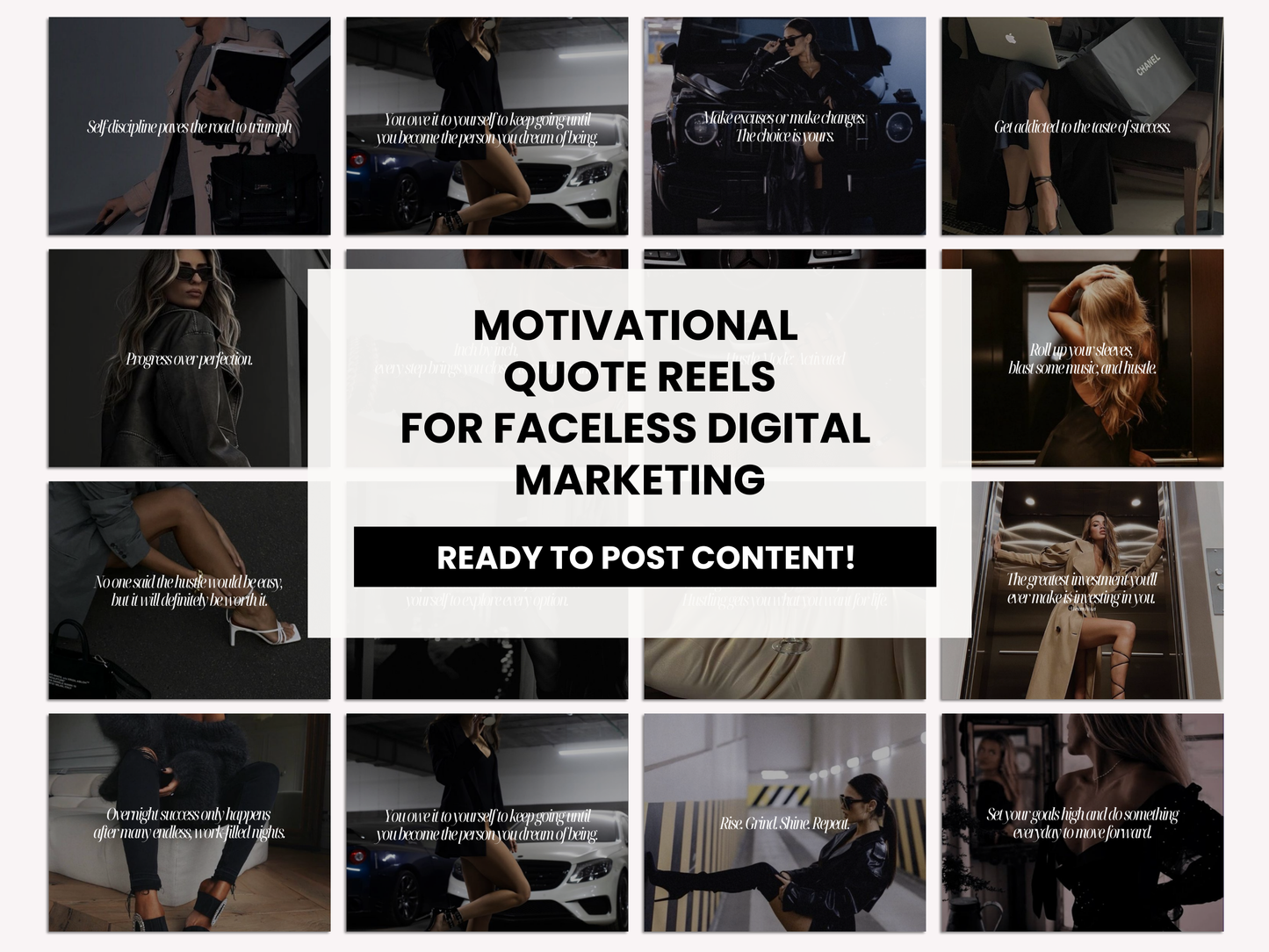Motivational Quote reels for faceless digital marketing ready to post.